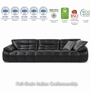 Sofá <span class=keywords><strong>de</strong></span> Cuero <span class=keywords><strong>de</strong></span> Grano Completo Estilo Italiano, 3 Plazas, 100% Genuino, <span class=keywords><strong>de</strong></span> Lujo, Retardante <span class=keywords><strong>de</strong></span> Fuego, Personalizable, Venta al Por Mayor - Product Image 1