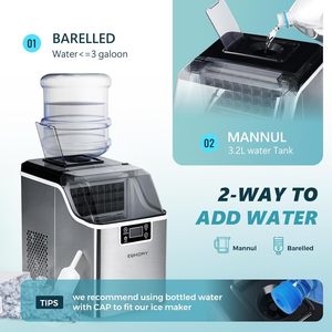 Máquina de Hielo EUHOMY, 45 Libras por Día, Acero Inoxidable, Portátil, Eléctrica, con Función de Autolimpieza - Product Image 3