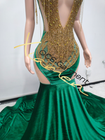 Ocstrade Vestido De Baile De Mulheres Robe De Soirée Robe De Bal Brodé Or Applique Strass Prom Longues Robes Couleur Verte