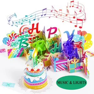Birthday Cards, 3D Pop Up Birthday Card with Happy Birthday Song and Lights Unique Gifts
