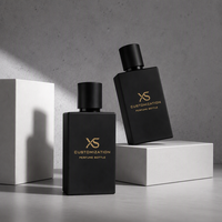 Flacons de parfum vides en verre rectangulaires noir mat 30ml 50ml 100ml avec bouchon, logo personnalisé, vente en gros, conception OEM ODM