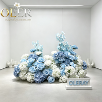 Nouvelle Composition Florale Artificielle OLER de Luxe Bleu Blanc Hortensia Rose pour Mariage, Fête, Vitrine – Vente en Gros