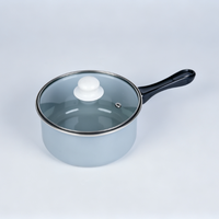 Marmite à soupe et à bouillon Luhong en émail avec couvercle en verre, compatible induction, gaz et four électrique