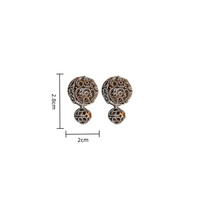 Boucles d'oreilles clous en alliage creux double face style français, forme boule, élégantes et haut de gamme pour femme, style ethnique, polyvalentes pour les soirées