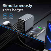 Estación de Carga Ultra Rápida Multipuerto de 200w GaN Tipo C 8c 2a, Compatible con Qc3.0 Pd3.0, Apta para iPhone iPad 100w