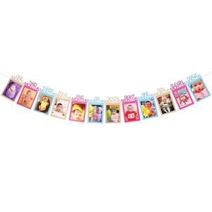 Striscione Oro Rosa Blu per Baby Shower e Primo <span class=keywords><strong>Compleanno</strong></span>, Decorazioni per Festa di 1 <span class=keywords><strong>Anno</strong></span>, Cornice Fotografica 12 Mesi - Product Image 4