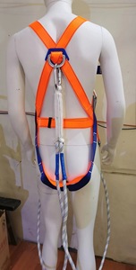 全体安全ハーネス空中作業用ダブルバックポリエステル衝撃吸収安全ロープ付き落下防止 - Product Image 5