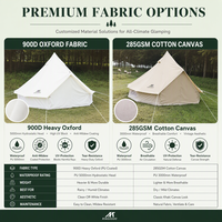 Tenda Bell Kanvas Katun Tahan Api 5m UK Glamping Mewah Empat Musim Tahan Air 2000-3000mm & Bagian Bawah >3000mm Satu Kamar Tidur