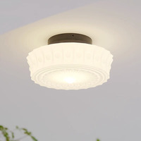 Plafonnier LED contemporain de style nordique avec base en fer et verre, finition noire, montage en surface, suspension AC, indice de protection IP33, 3500K, pour salon