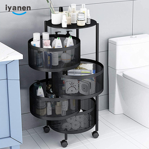 Panier de rangement rond à 5 niveaux pour fruits et légumes, chariot roulant rotatif pour la <span class=keywords><strong>cuisine</strong></span>, nouveau design 2023 - Product Image 4