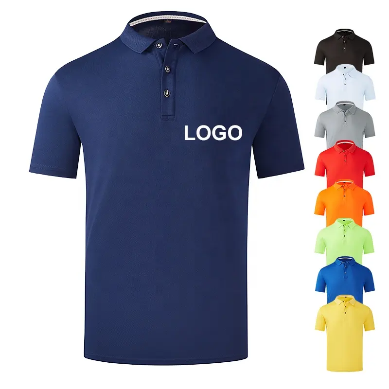 Yaz sıcak satış % 100% Polyester rahat hızlı kuru düz renk erkekler Golf Polo gömlek özel Logo işlemeli
