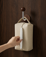 Boîte à mouchoirs murale en cuir PU, porte-mouchoirs suspendu pour cuisine, salle de bain, chambre, maison, vente en gros, logo personnalisé