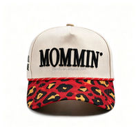 Gorra de Béisbol Unisex Personalizada con Doble Bordado Frontal, de Cinco Paneles, de Sarga, Ajustable, de Algodón Estructurado, con Cierre a Presión, OEM Mom Life