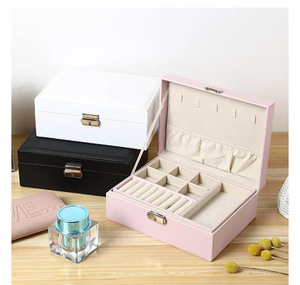 Popular Lady Style Leather Jewelry Set Display Earrings Necklace <b>Rings</b> <b>Box</b> Organizer Case - Product Image 2