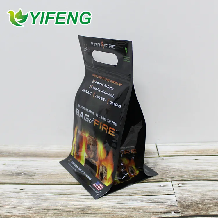 Bao Bì Thịt Nướng Nhựa Tùy Chỉnh In Foil Logo Cpe Poly Ziplock Đáy Phẳng Pouch Bbq Than Đóng Gói Túi