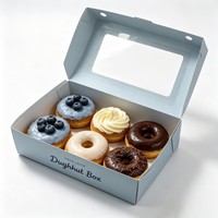 Caja de Embalaje para Donuts Desechable de Grado Alimenticio, Impresión Digital, Caja de Papel Ecológica para Donuts, Contenedor para Llevar para Tiendas