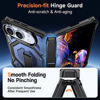 Étui de téléphone magnétique pliable effet peau mate avec double support dissimulé, protection intégrale de la charnière et verre trempé pour iPhone Duo