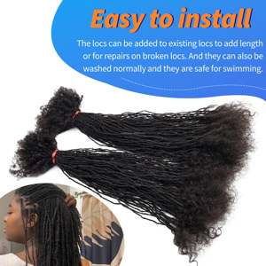 Anna 0.2cm sang trọng 100% tóc con người lồng vào nhau xoăn locs <span class=keywords><strong>Micro</strong></span> Inter locs phần mở rộng với xoăn kết thúc - Product Image 4