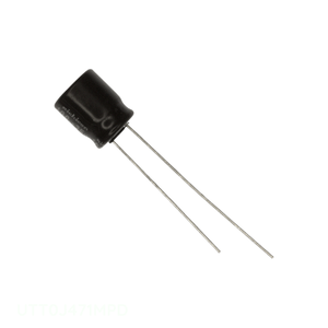 Condensateur traversant à montage radial UTT0J471MPD, canal fabricant, CAP ALUM 470UF 20% 6.3V - Product Image 1