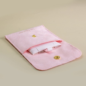 Pochette de rangement de luxe en microfibre flanelle rectangulaire pour bijoux (colliers, boucles d'oreilles) avec fermeture à bouton-pression dissimulé, directement de l'usine - Product Image 4