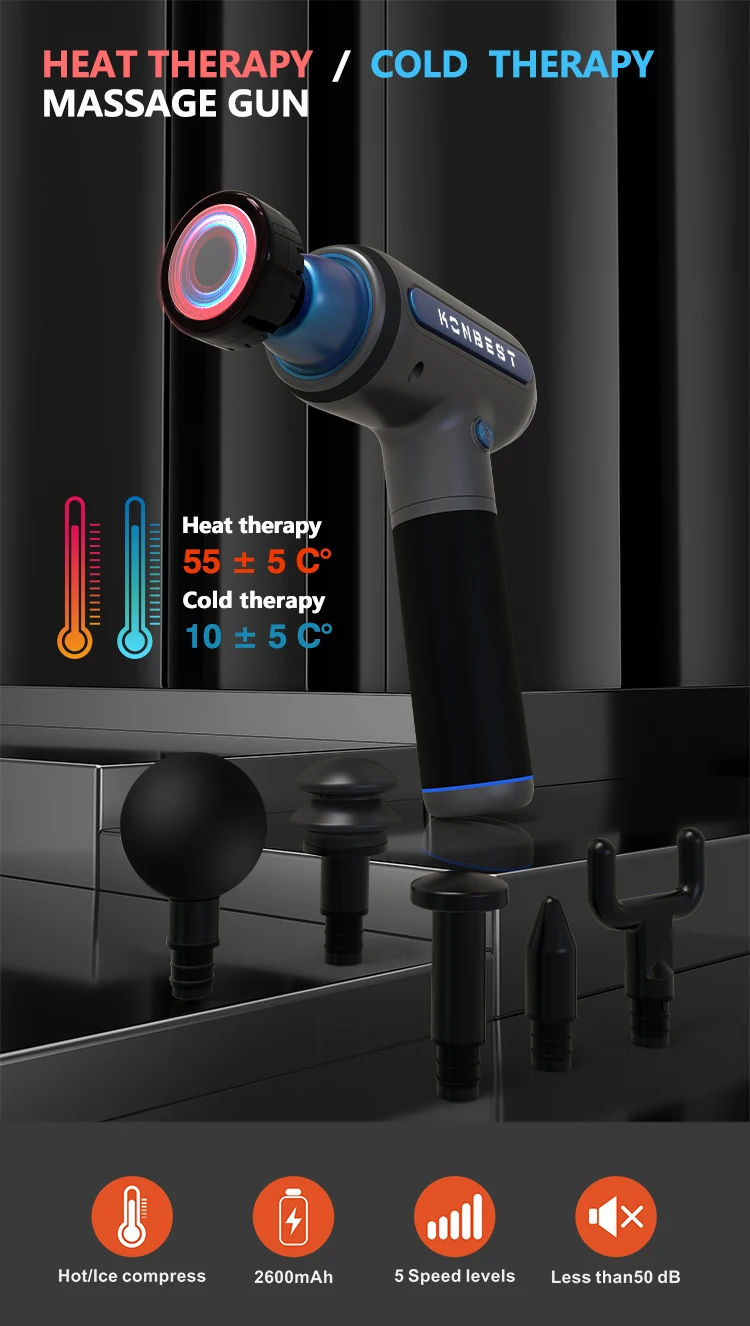 Custom 2600mAh 16MM Amplitude Cold  Heated Cryotherapy  Athletes Recovery Therapy  Deep Tissue Fascia Muscle Massage  Gun
