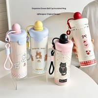 Thermos isotherme de haute qualité en acier inoxydable 316 avec boule flottante, grande capacité, design mignon de dessin animé, sangle de transport