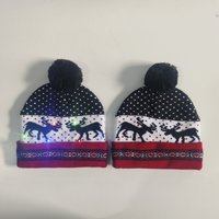 Cappelli Natalizi LED Luminosi con Pompon, Berretti Invernali Lavorati a Maglia per Adulti, Regali Promozionali per le Festività