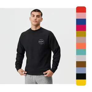 Sportswear Pullover Training French Terry Casual Golf Screen Print Solid Jumper Custom Bulk Gym Black Crewneck Sweatshirt