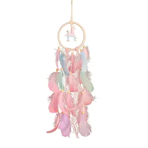 Wholesale modern New creative Indian girl series five rings dream catcher for home pendant double feather tassel