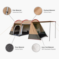 Tenda Camping Cangkang Keras Kamuflase Mewah Keluarga Dua Kamar Tidur Satu Ruang Tamu 5-8 Orang Anti Angin Anti Nyamuk