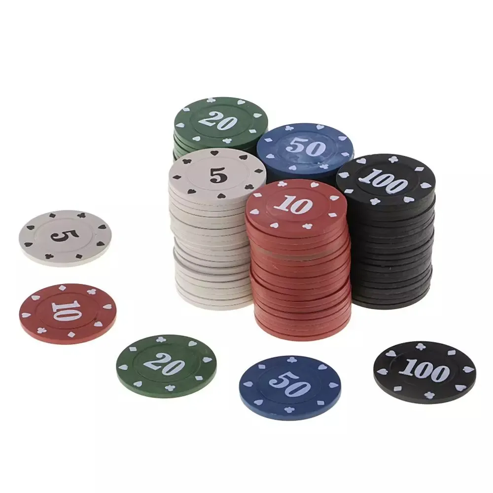 100-Piece Texas Poker Chip Sets Casino Entertainment Accessories for Card Games Plastic Poker Chips for Enhanced Gameplay