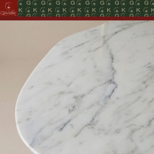 Mesa de Comedor de Diseño de Lujo GOLDKING con Cubierta de Mármol Blanco y Base Escultural de Cerámica Dorada, Personalizable OEM para Interiores de Alta Gama - Product Image 5