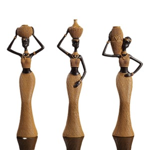 Fatto a mano Vintage ragazza africana ornamento in resina stile <span class=keywords><strong>etnico</strong></span> creativo decorazione per la casa per il soggiorno studio novità statuetta decorazione - Product Image 1