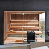 Triunity SUANA-SD Poêle de sauna électrique tout-en-un à infrarouge lointain 9KW 12KW, moderne, pour sauna sec extérieur commercial, 2 personnes, en bois de Pruche