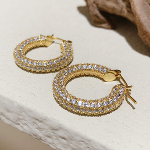 Hoop Ear <b>Cuff</b> for Women Sparkling Stone Lattice Pattern Fashion Ear Jewelry - Product Image 1