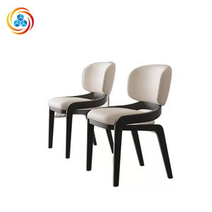 Nordic Solid Wood Dining Chair, Modern Minimalist Home Office Chair with Backrest, Designer Italian Style, Lambswool - Product Image 1
