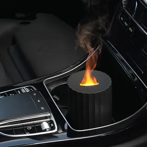 Cup Size Colorful Flame Aroma Diffuser Car Humidifier 100ML 7 Flame Colors Noiseless Fire Essential Oil Diffuser For Car Office