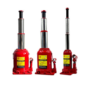 Gato hidráulico de 3T de doble sección con carrera de 190 mm para elevación de coches, de acero rojo - Product Image 2