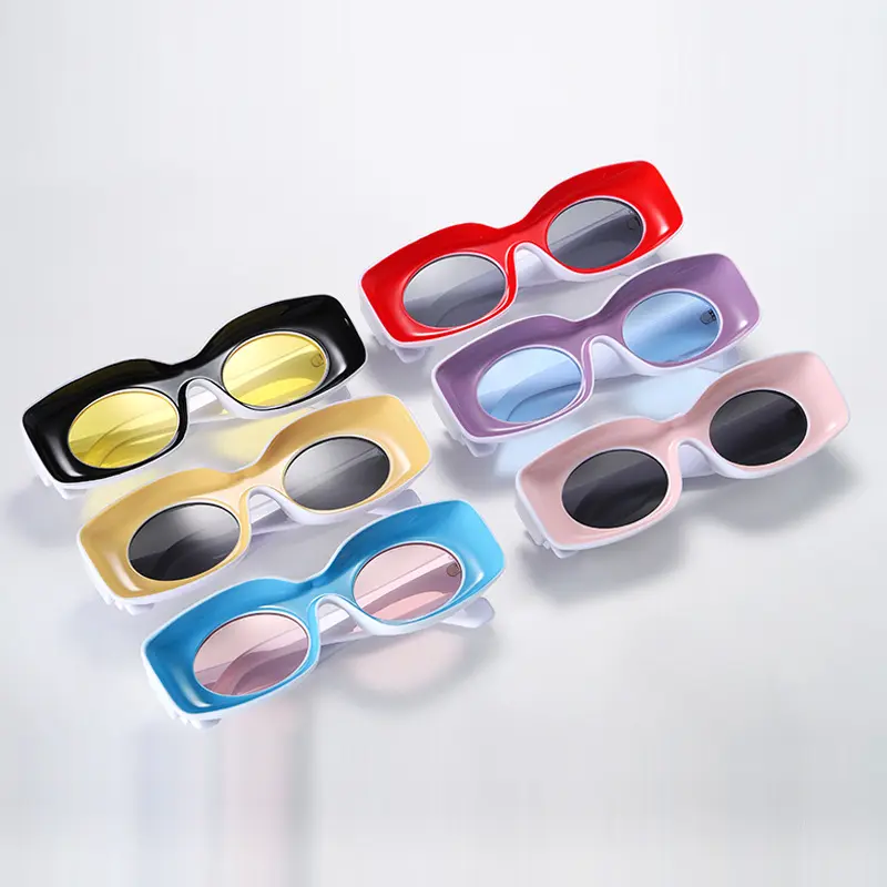 2023Hip Hop Oversized Candy Color Sunglasses For Women And Men Unique Red Orange Square Sun Glasses Female Sexy Party Shades