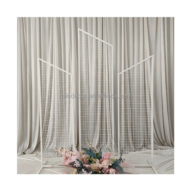 Wedding Birthday Party Supplies White Metal Arch Geometric Mesh Frame Rectangle Backdrop