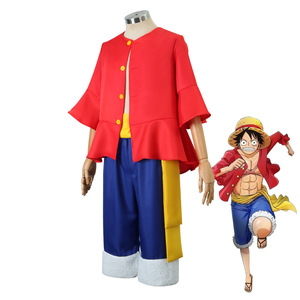 Anime <span class=keywords><strong>Luffy</strong></span> Cosplay disfraz sombrero <span class=keywords><strong>de</strong></span> paja <span class=keywords><strong>chaqueta</strong></span> roja Halloween carnaval fiesta disfraces para hombres mujeres adultos niños - Product Image 4