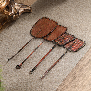 Bamboo Woven Stove Fan Set Manual Classic Retro Handmade Irregular Shape Fireplace Accessory - Product Image 1