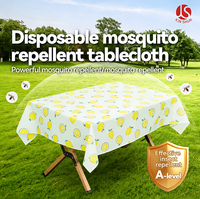 Nappe rectangulaire jetable en plastique imperméable à motif citron imprimé avec répulsif anti-moustiques pour pique-niques et camping en extérieur