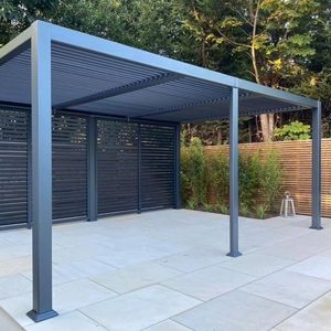 Pérgola Bioclimática Motorizada de Aluminio para Exteriores, con Persianas Retráctiles Ajustables, Protección UV, Resistente a la Intemperie - Product Image 1