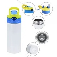 Entrepôt aux États-Unis livraison gratuite 12oz en acier inoxydable Sublimation blanc droit enfants Sublimation Sippy Cup Tumbler bouteille d'eau