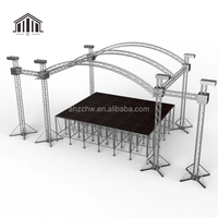 Arche de toit à 6 piliers personnalisable Structure en treillis Plate-forme de scène portable pour événements en plein air Contreplaqué à hauteur réglable