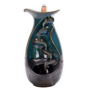 Encensoir en céramique bleu à cascade, brûleur d'encens, porte-encens de décoration pour <span class=keywords><strong>la</strong></span> maison - Product Image 1