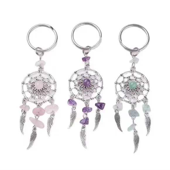 Vente en gros vrac porte-clés en pierres précieuses naturelles pierres de guérison porte-clés en cristal pour la décoration