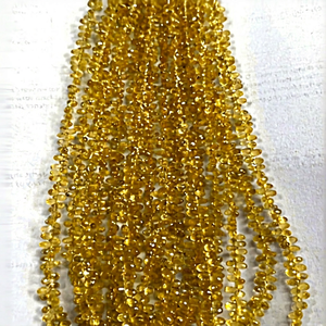 Zafiros Naturales Amarillos Facetados en Forma de Lágrima, Tamaño Personalizado de 3-4 mm, 17 Pulgadas, Venta al Por Mayor, Fabricante, Genuinos - Product Image 1