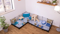 2*6 Lits de luxe réutilisables et pliables pour cochons d'Inde, lavables, absorbants, avec plateau en plastique et boîte de transport